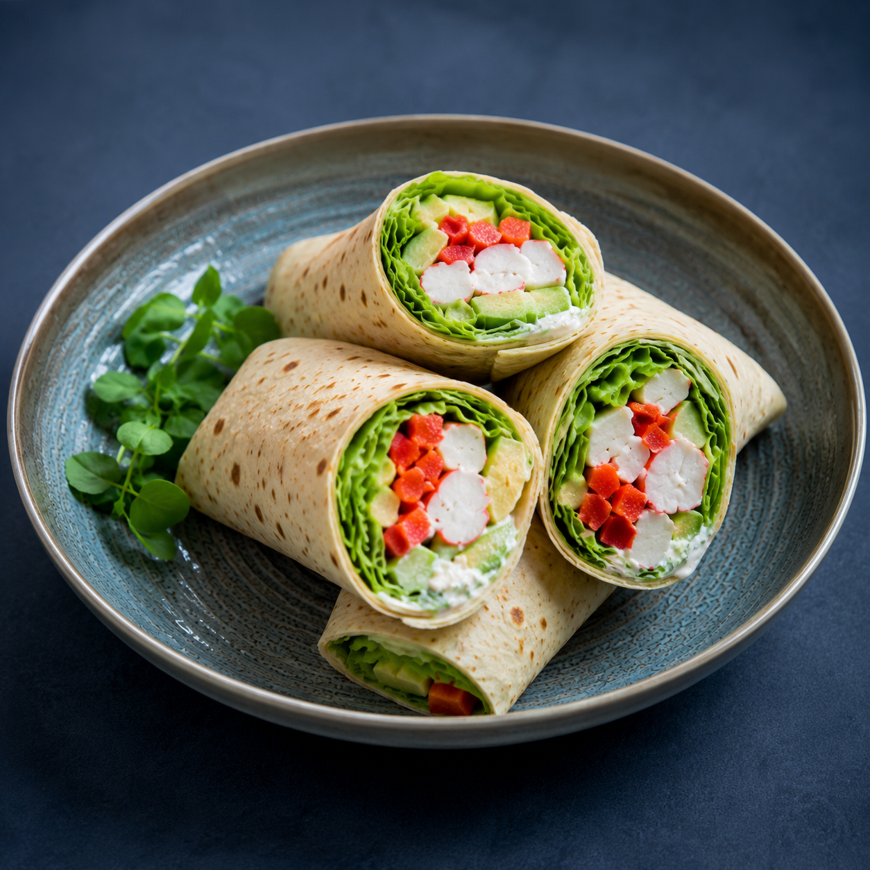 Tortillawraps med surimi og salat