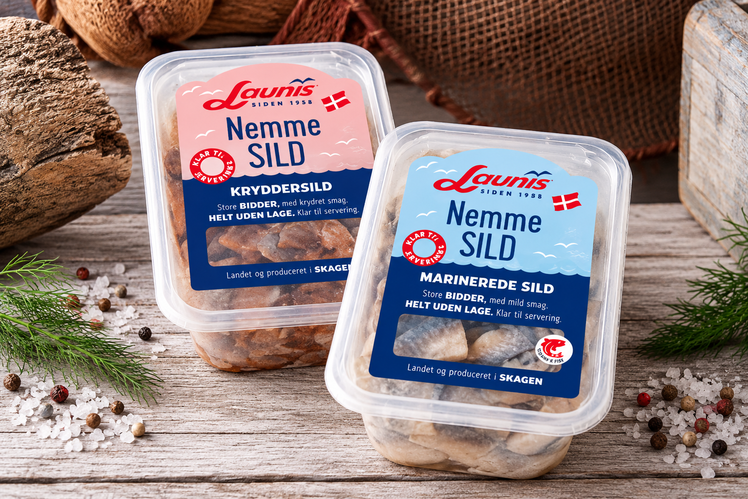 Nemme Sild fra Launis. Kryddersild og marineret sild uden lage